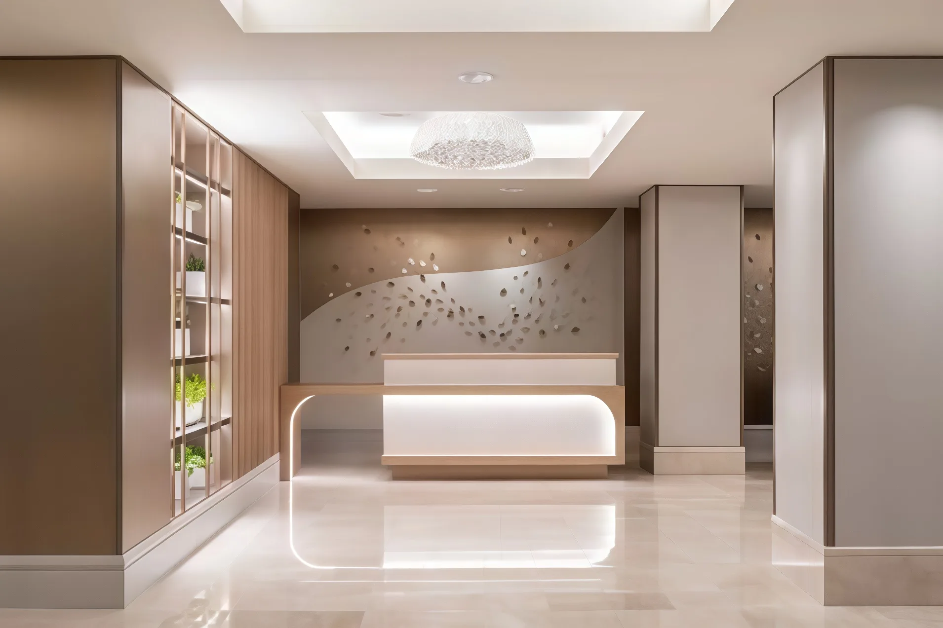 Hospitality interior fixtures in reception area
