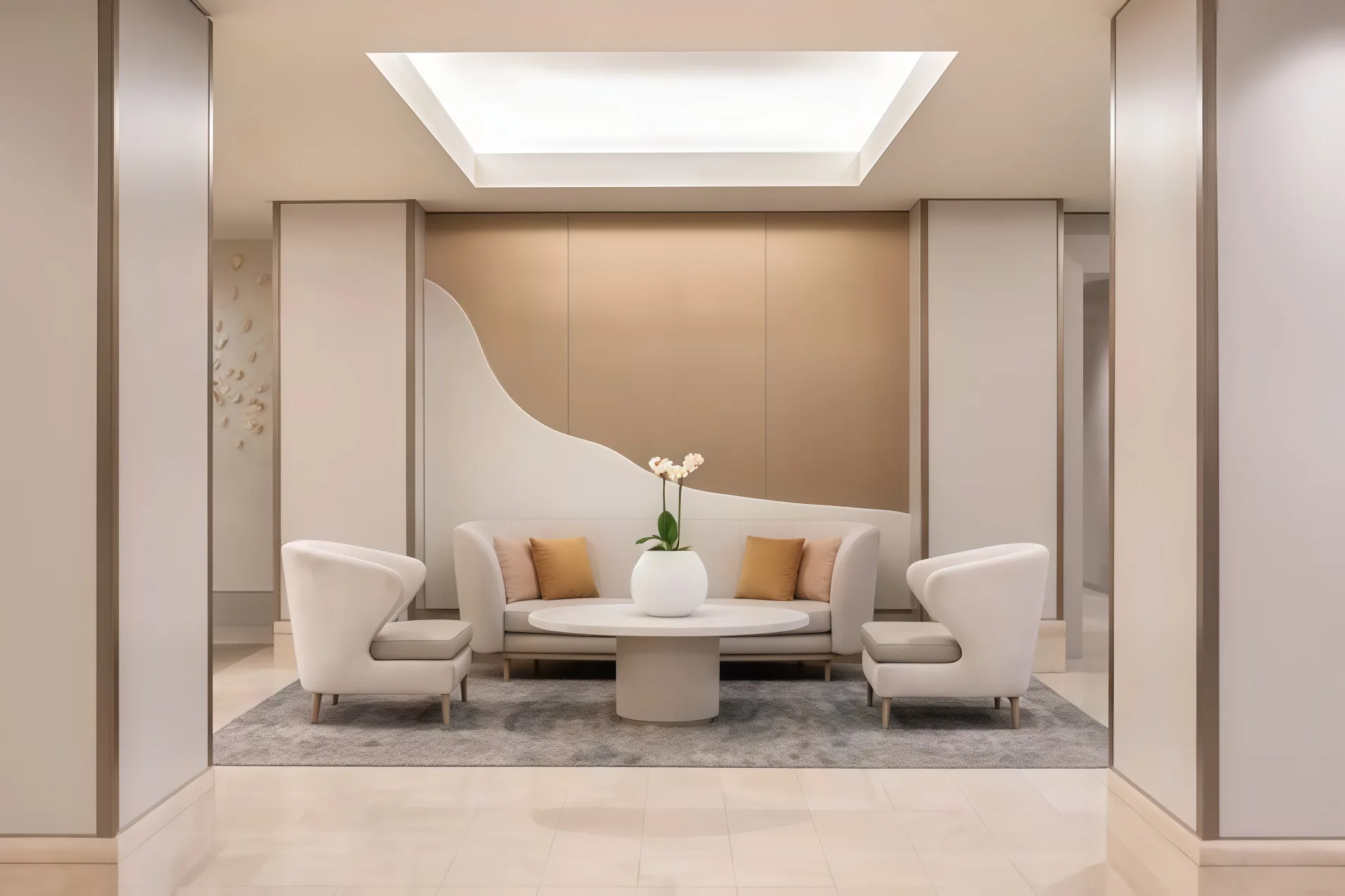 Hospitality interior fixtures with architectural millwork